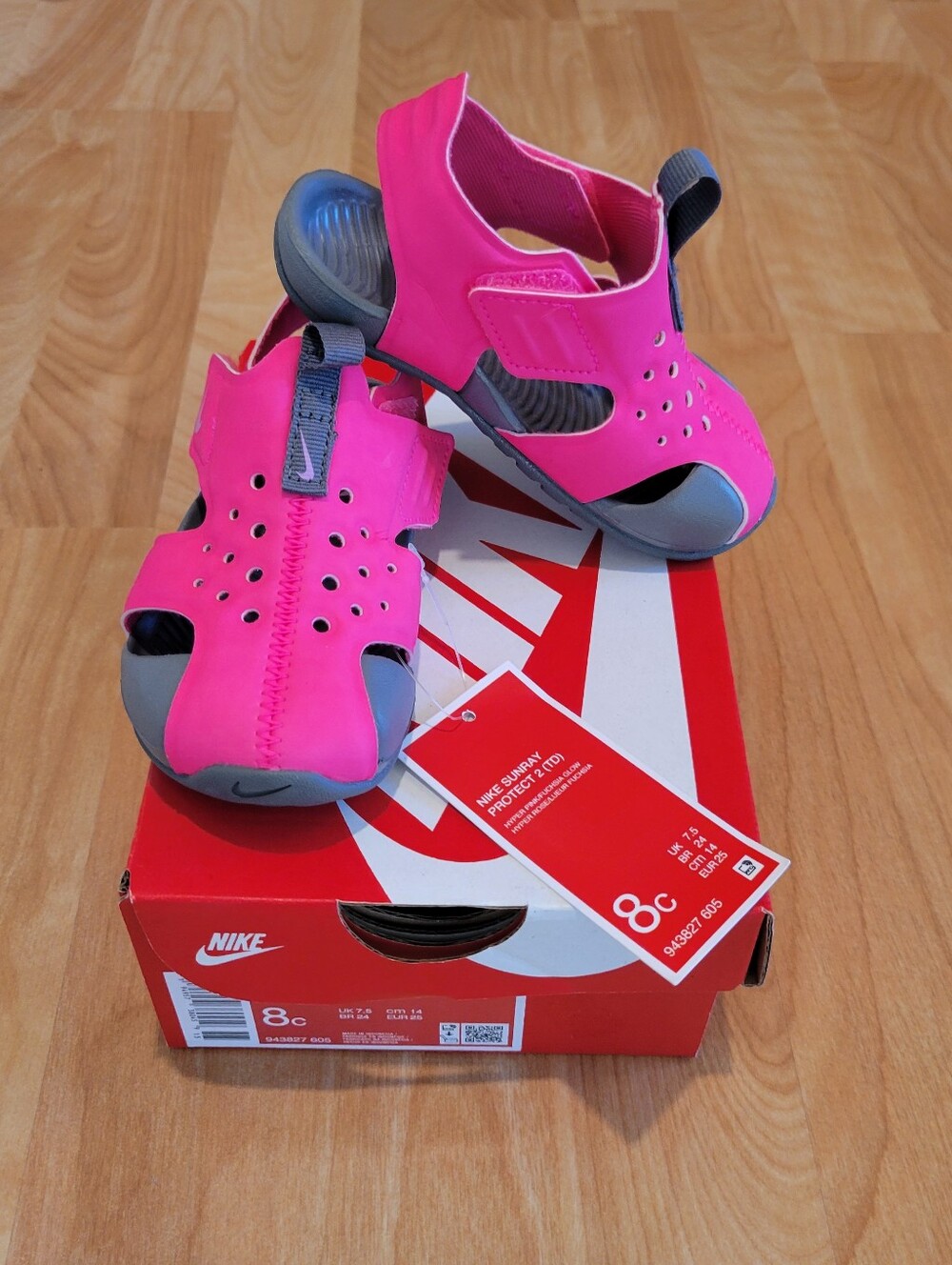 Nike Sunray Protect 2 Hyper Pink Fushia Glow Toddler Size 8 New